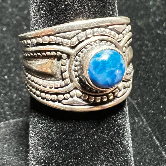 Beautiful Sterling silver three set ring with lapiz lazuli - Picture 7 of 13